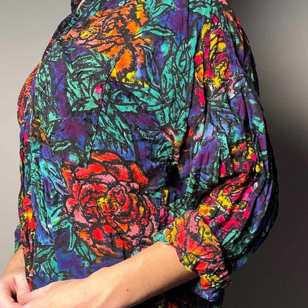 Rose Pattern Button Up Blouse - image 3